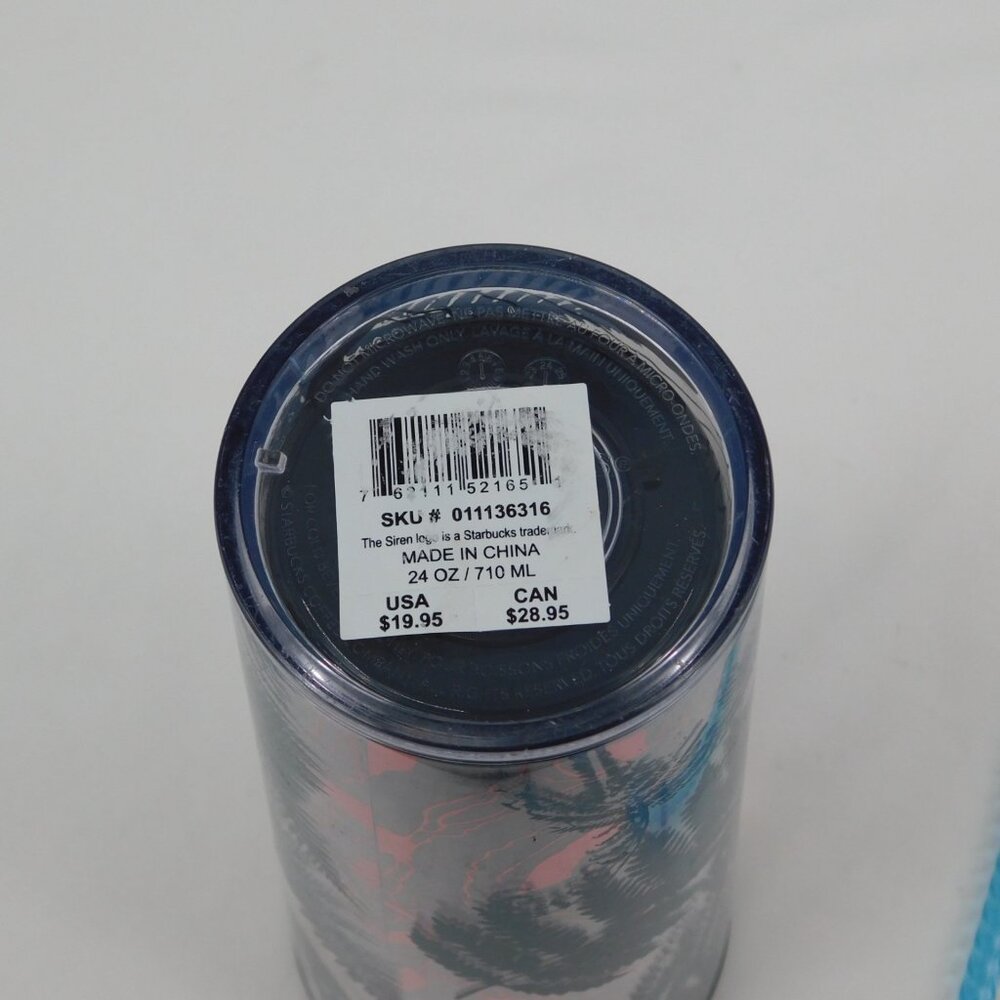 Starbucks Fall 2022 Ocean Fern Blue Rose Gold Foil 24oz Venti Cold Tumbler Straw - Picture 9 of 9